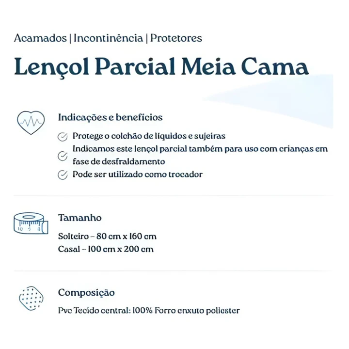 Lençol Hospitalar Parcial Meia-Cama Solteiro 160x0,80cm – Natural Home Care - Imagem 4