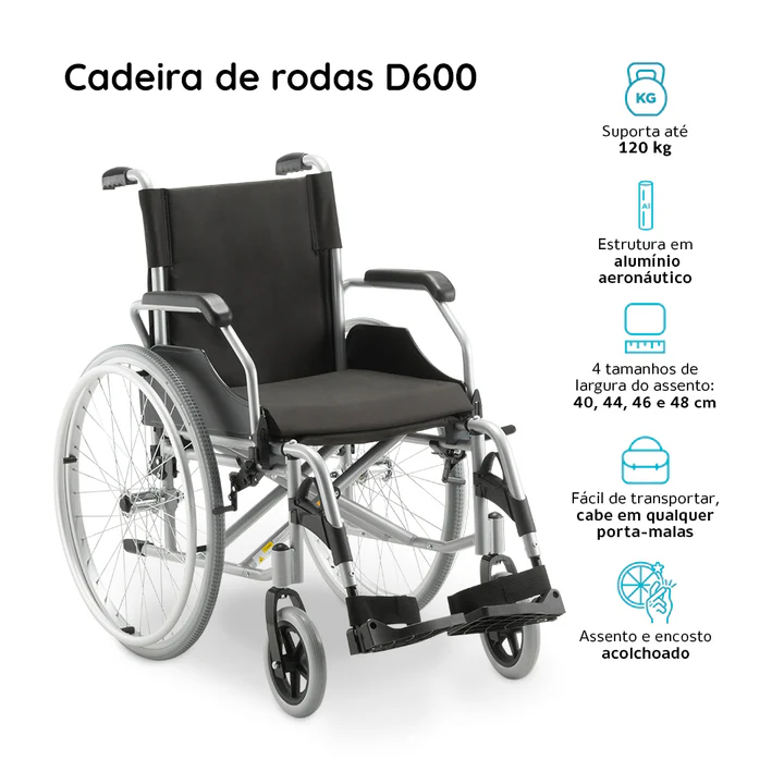 Cadeira de Rodas em Alumínio Dobrável Modelo D600 - Dellamed - Imagem 6