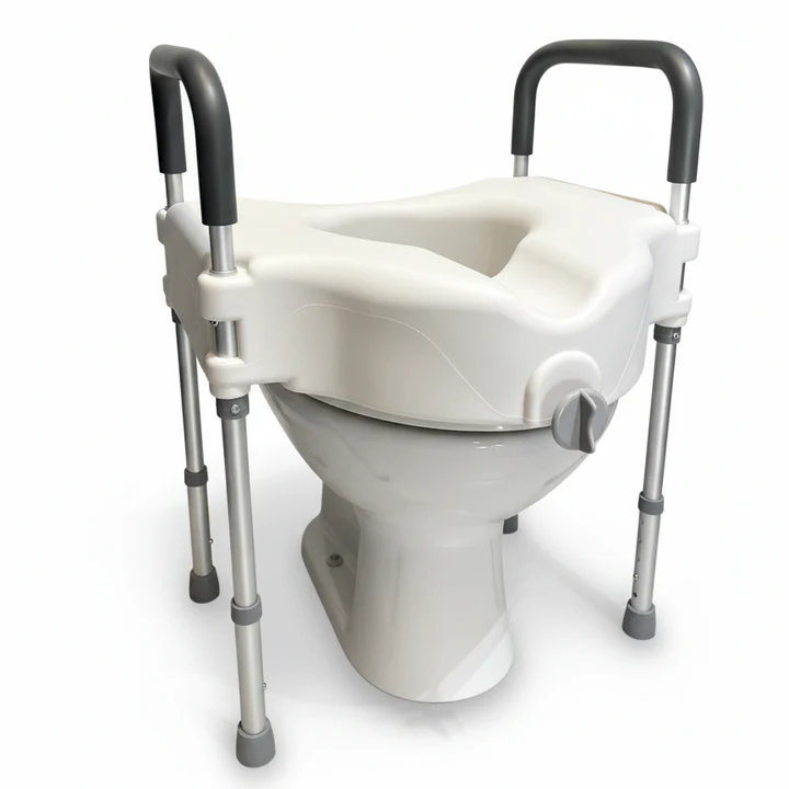 Assento Sanitário Elevado com Barra de Apoio Alumínio - Supermedy
